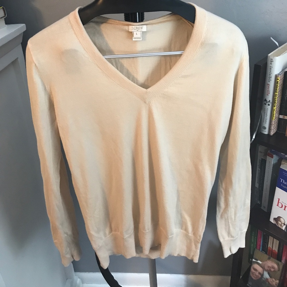 JCrew cream v-neck sweater size L