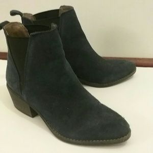 Navy Blue Suede Ankle Booties