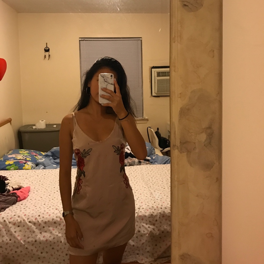 Necessary pink velvet rose slip dress