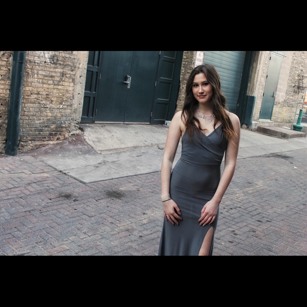 Grey sexy formal dress