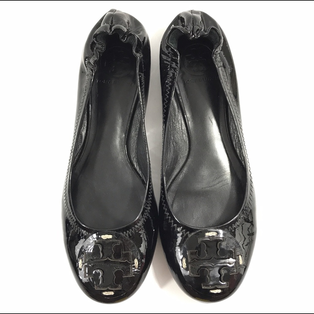 Tory Burch Reva 7.5 Black Flats Patent Leather - Picture 3 of 4