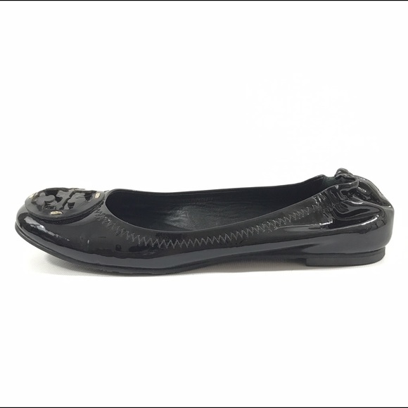 Tory Burch Reva 7.5 Black Flats Patent Leather - Picture 2 of 4