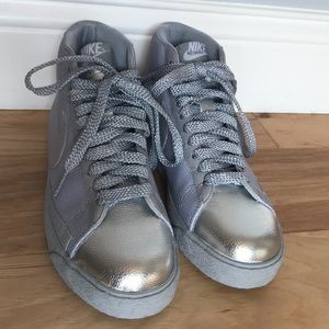 Nike NWT gray and silver high top 6.5 Nike ID's