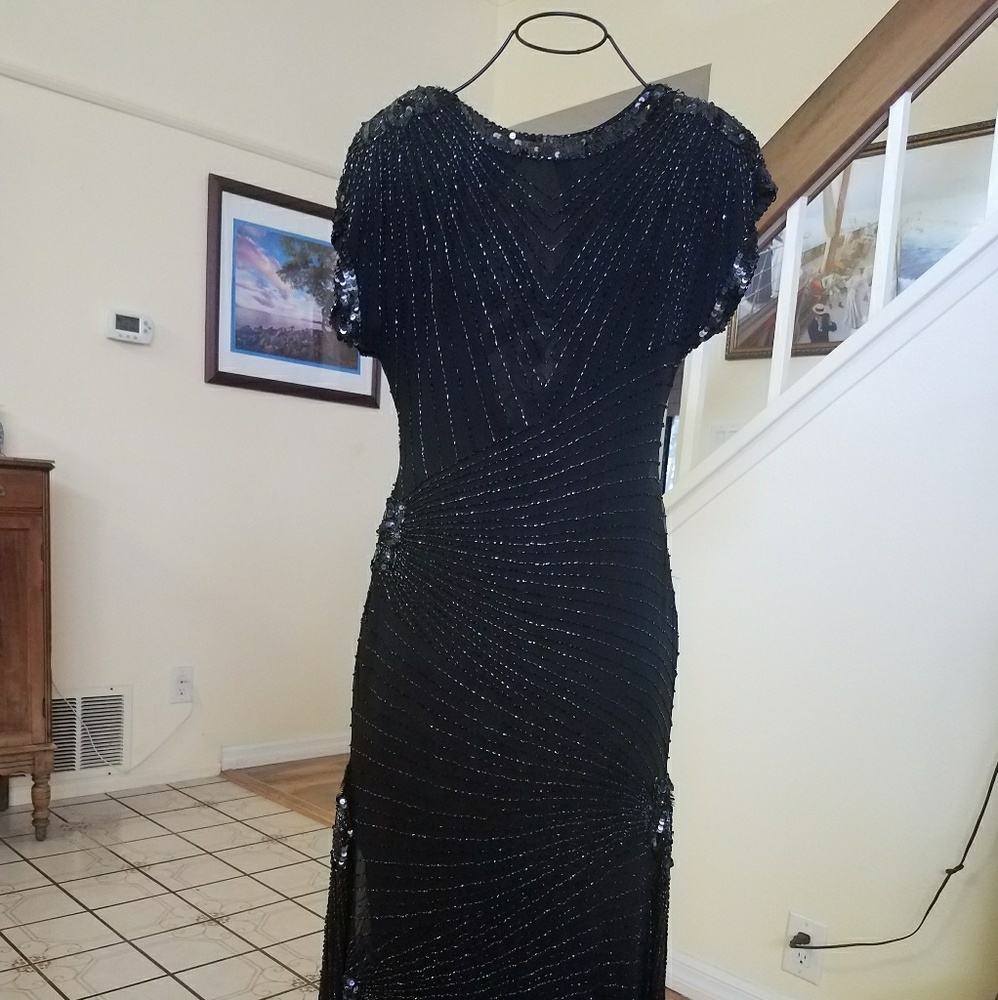Formal black beaded dress