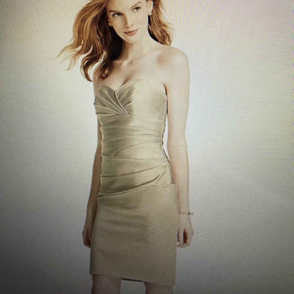 David's Bridal Champagne Bridesmaid Dress