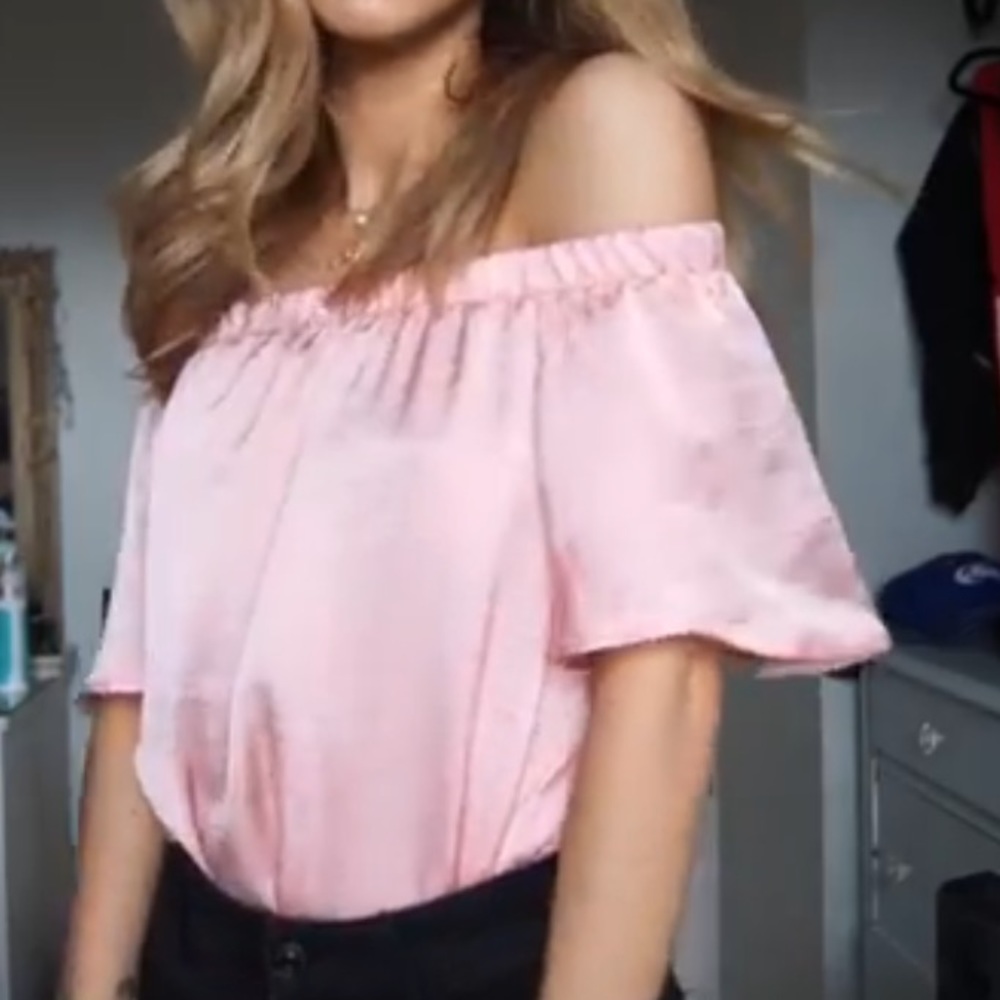 pink off the shoulder bodysuit