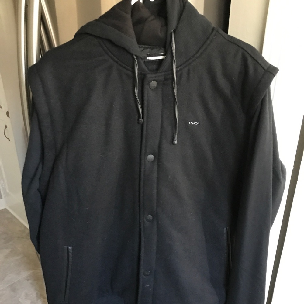 RVCA hooded letterman jacket