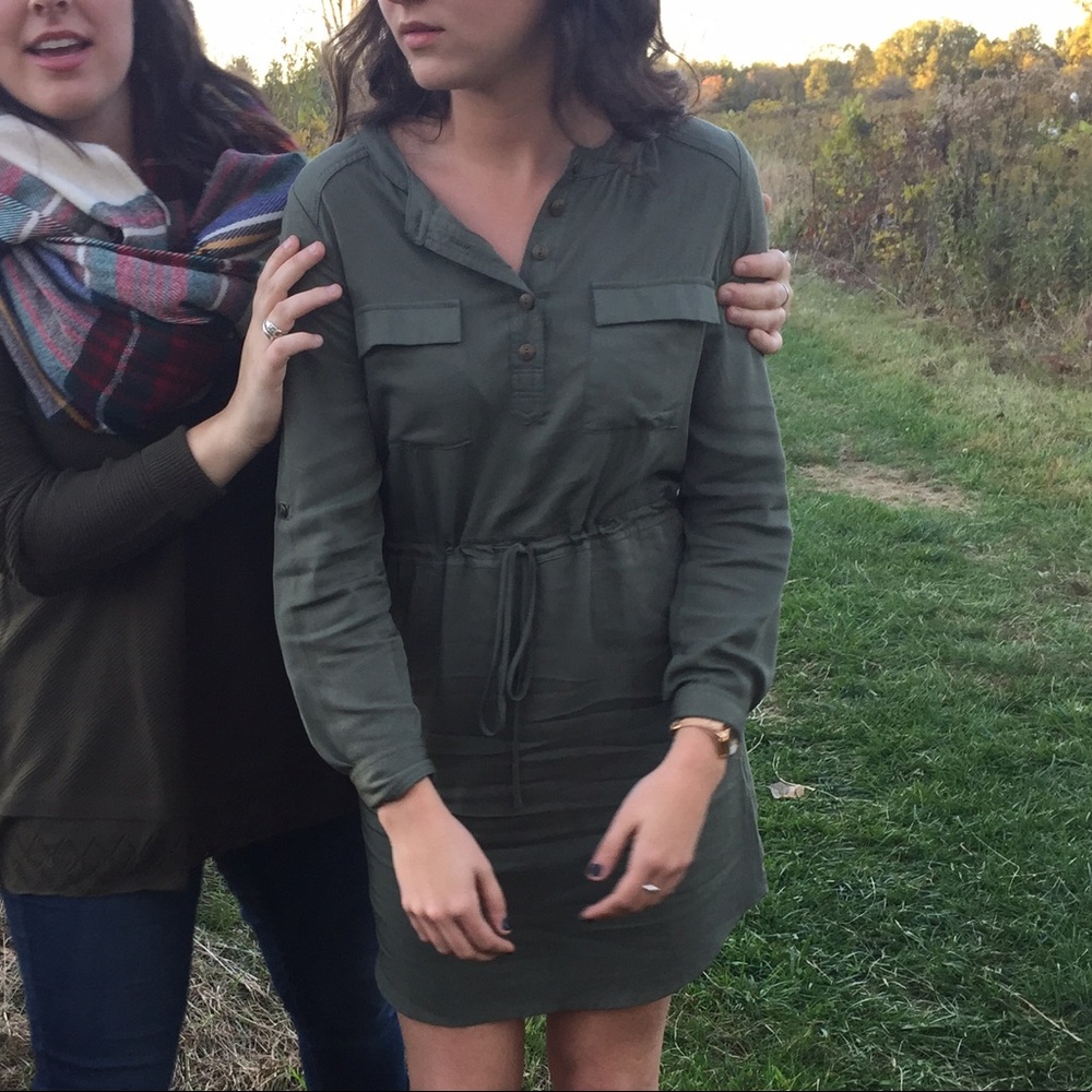 Altar'd State Army Green Long Sleeve Dress