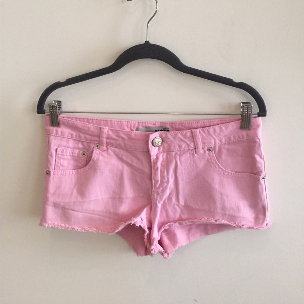 Bubblegum Pink Topshop Moto Jean Short Shorts
