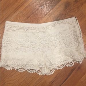Cream crotchet shorts