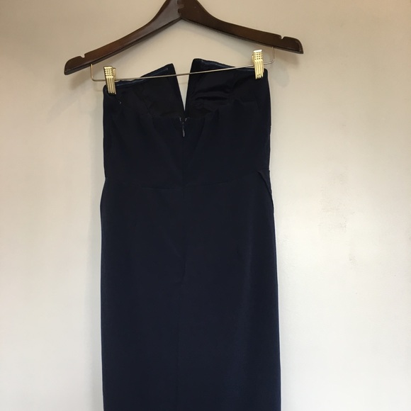 Dark blue strapless A-line dress - Picture 4 of 4