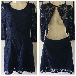 Lulu's Size Medium, Navy, Lace, Open Back Dress