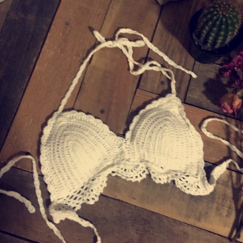 Boho crochet swim top with padding