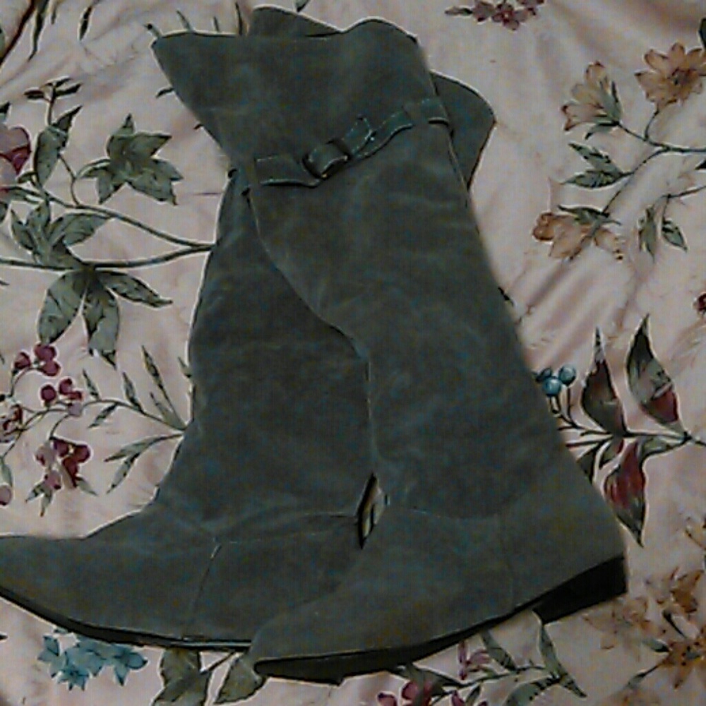 suede dark gray knee boots