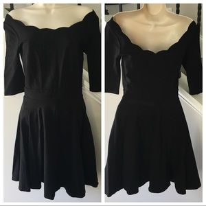 Lulu's Dress, Black, Scallop Neck, A-line, Small