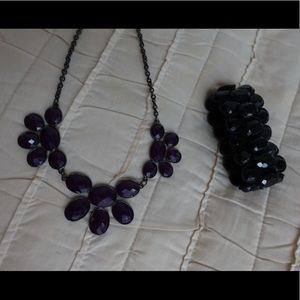 Purple Necklace + Black Bracelet