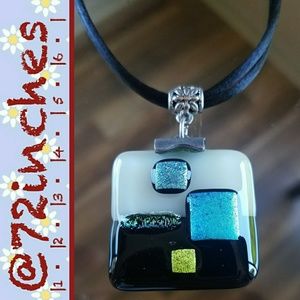 Fused Glass Pendant Necklace/ Dichroic Accents