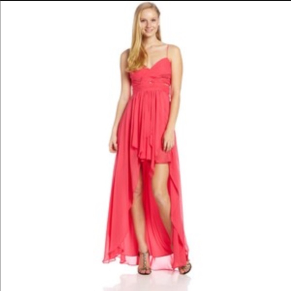 Hailey Logan Hi Low Coral Dress by Adrianna Papell