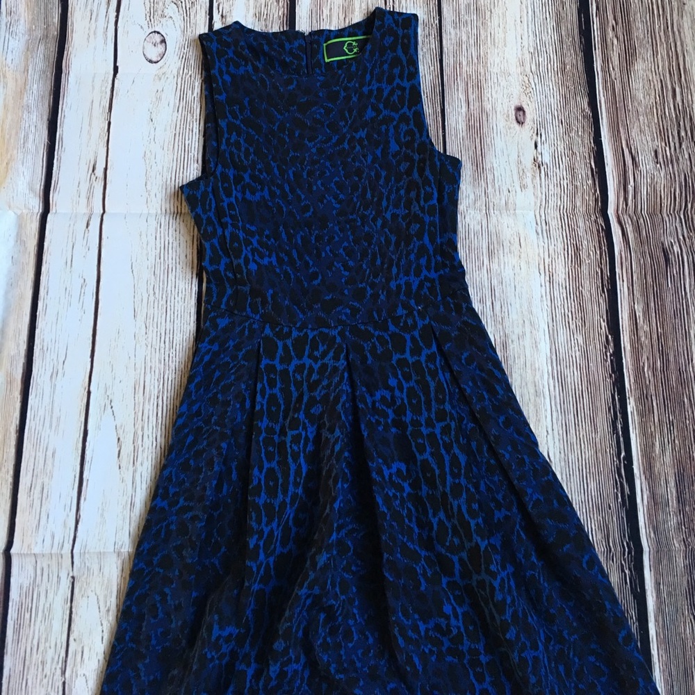 C. Wonder Navy Leopard Dress, XS