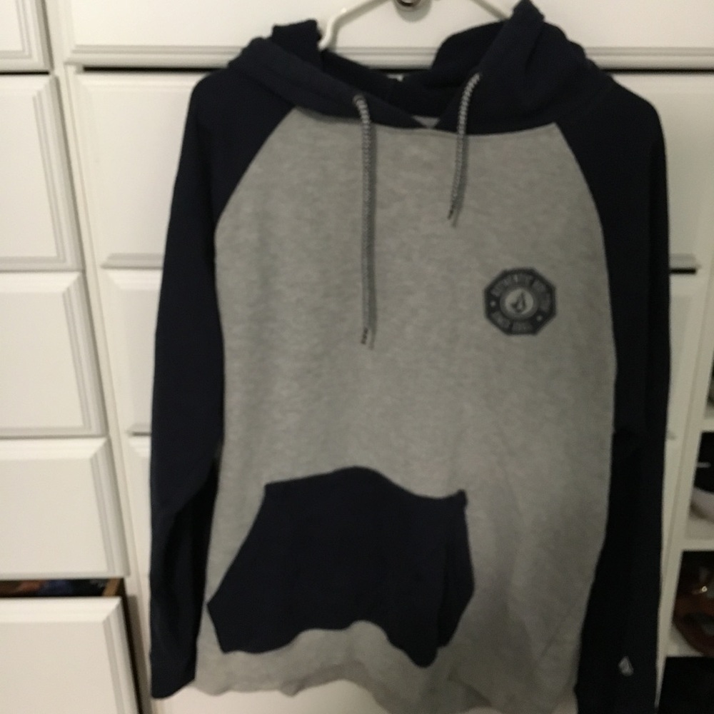 Blue and grey hoodie