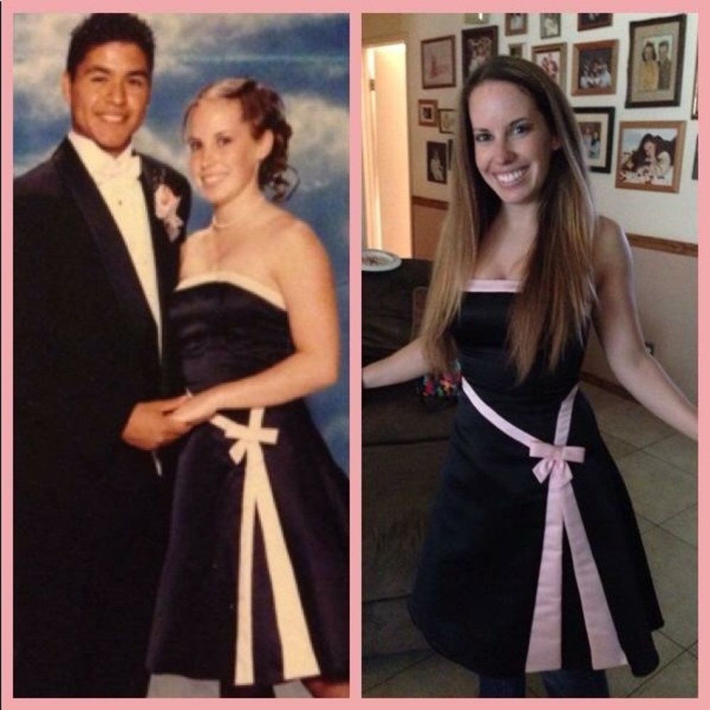Black and light pink dress