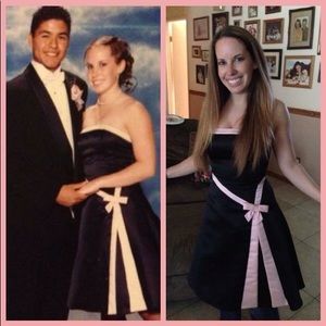 Black and light pink dress