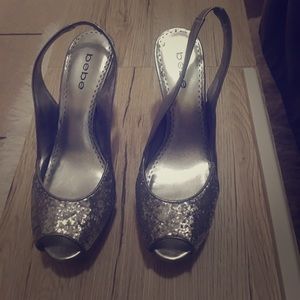 Bebe zahara glitter slingback sandals