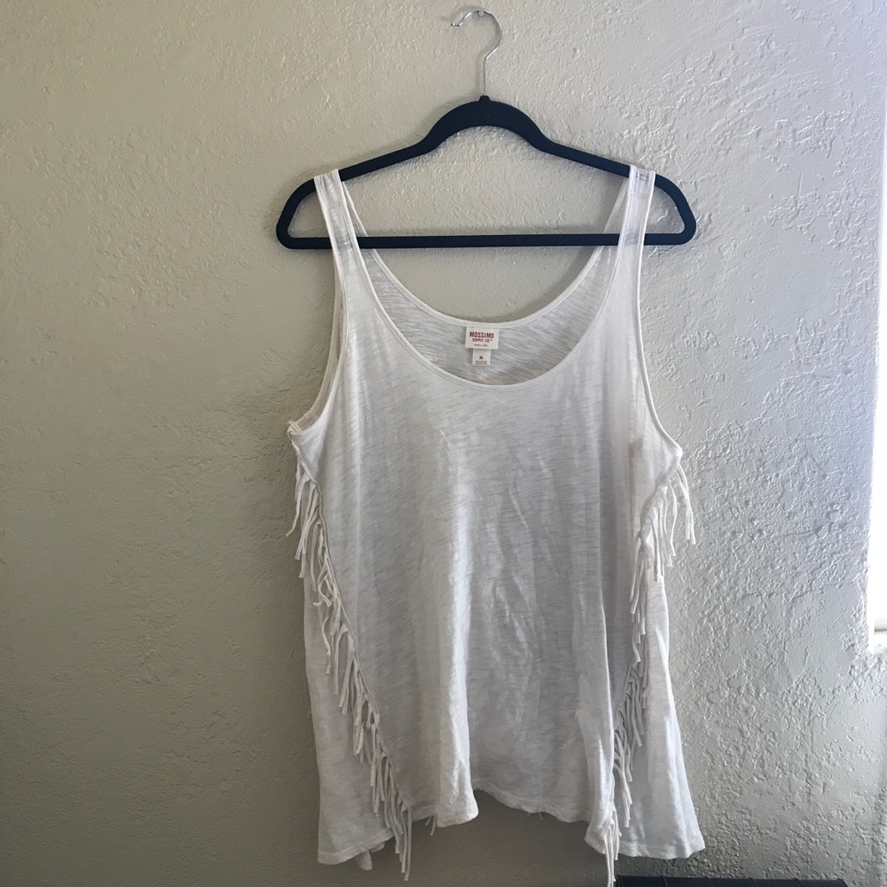cream, frayed tank. size x-large. euc.