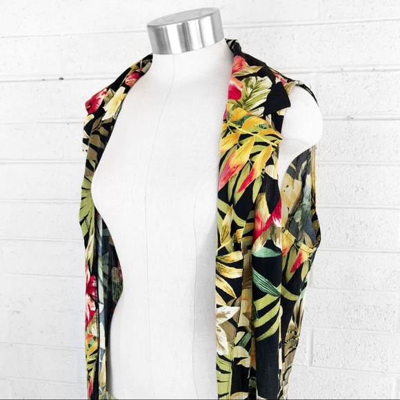 Vintage tropical floral print duster dress - Picture 3 of 6