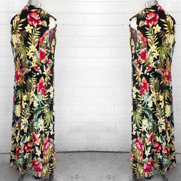 Vintage tropical floral print duster dress - Picture 5 of 6