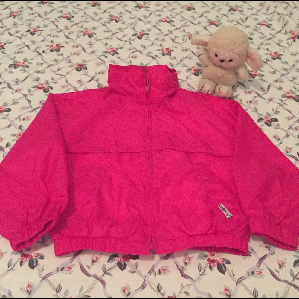 London Fog Fleece-lined rain jacket. Zip-up hood!