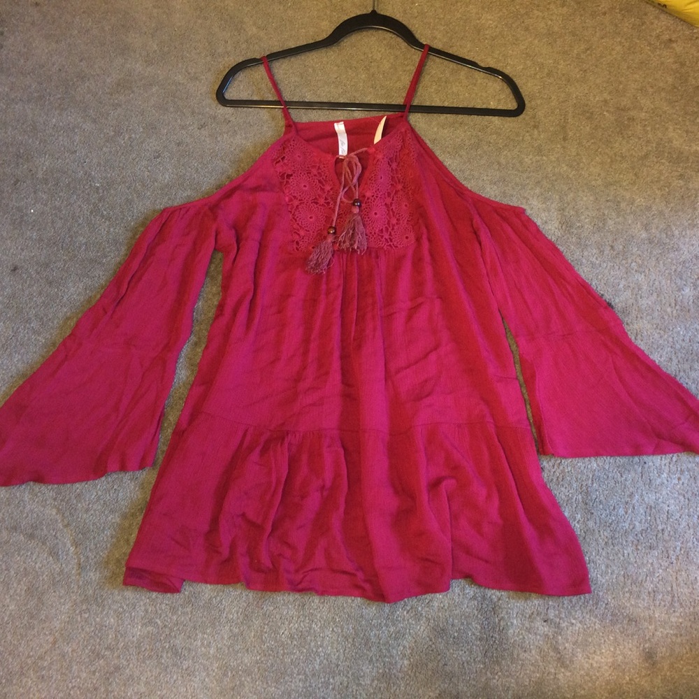 Boho Burgandy Dress