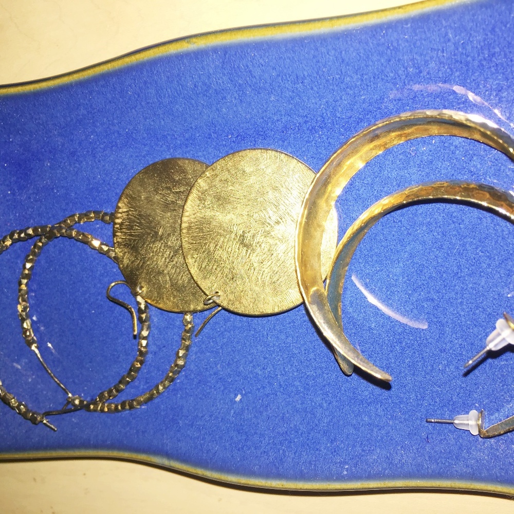 EXPRESS GOLD JEWELRY - SET OF 3 EARRINGS HOOP/DISK