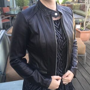 Michael Kors brown leather jacket size S