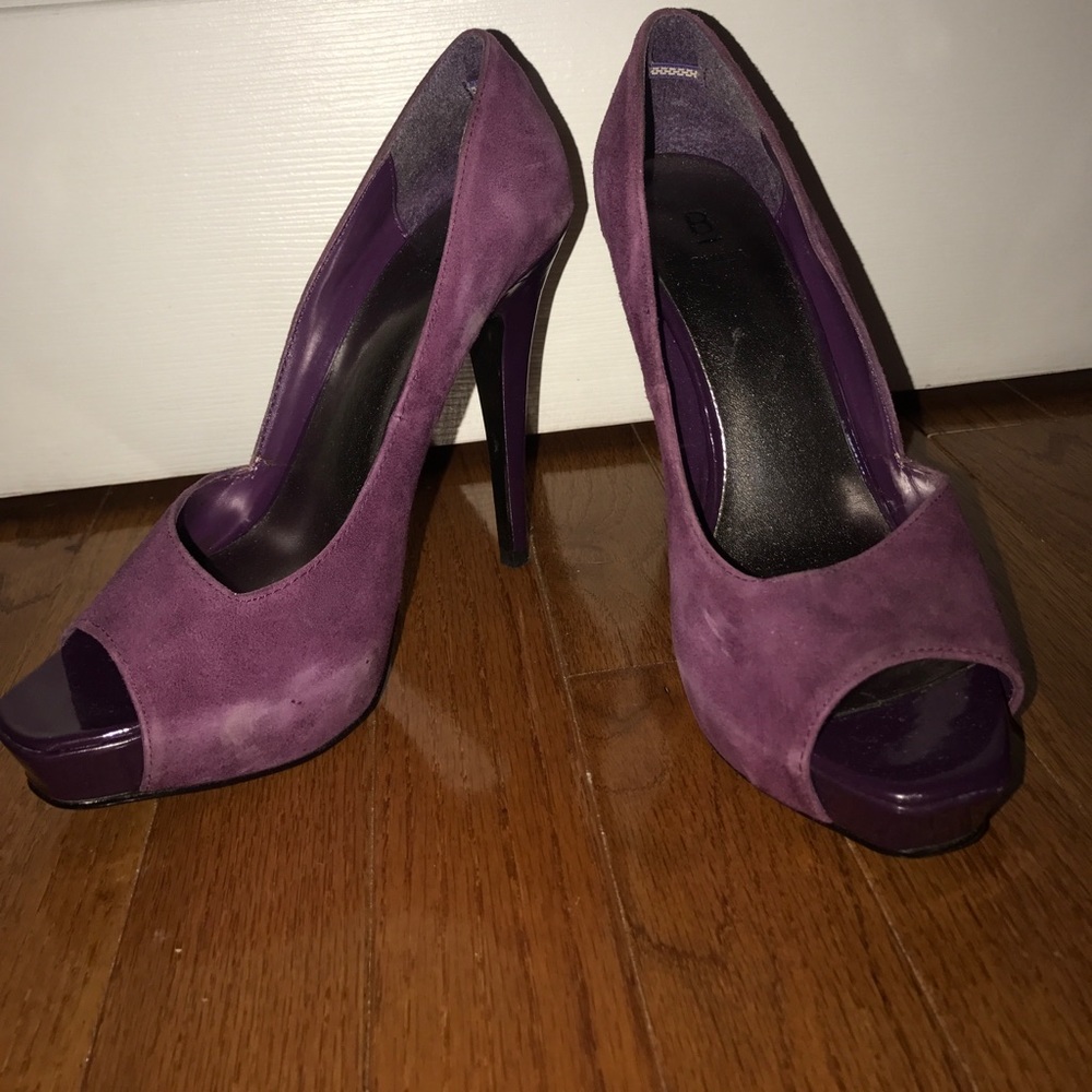 BAKERS ELIOT PURPLE PEEP TOE PUMPS