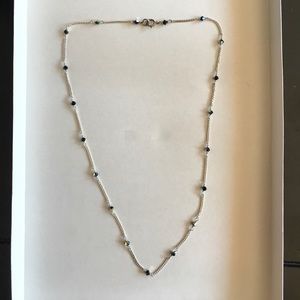 Sterling silver necklace w/ black shiny crystals