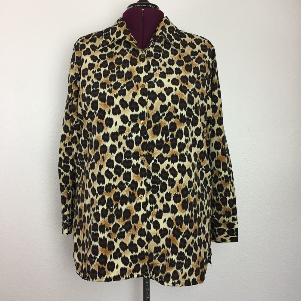 Animal Print Button Down Blouse