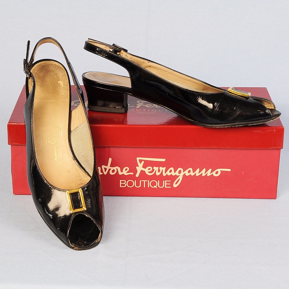 Ferragamo sling back open toe