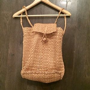Beach wicker basket style rucksack backpack