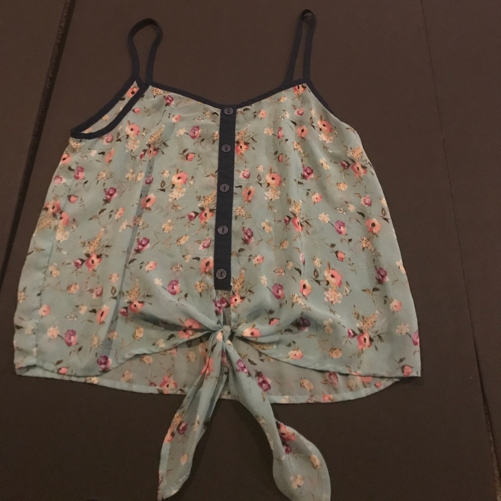 Floral tie tank top