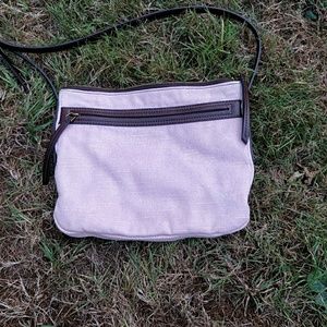 Fossil Canvas purse w/leather brown straps