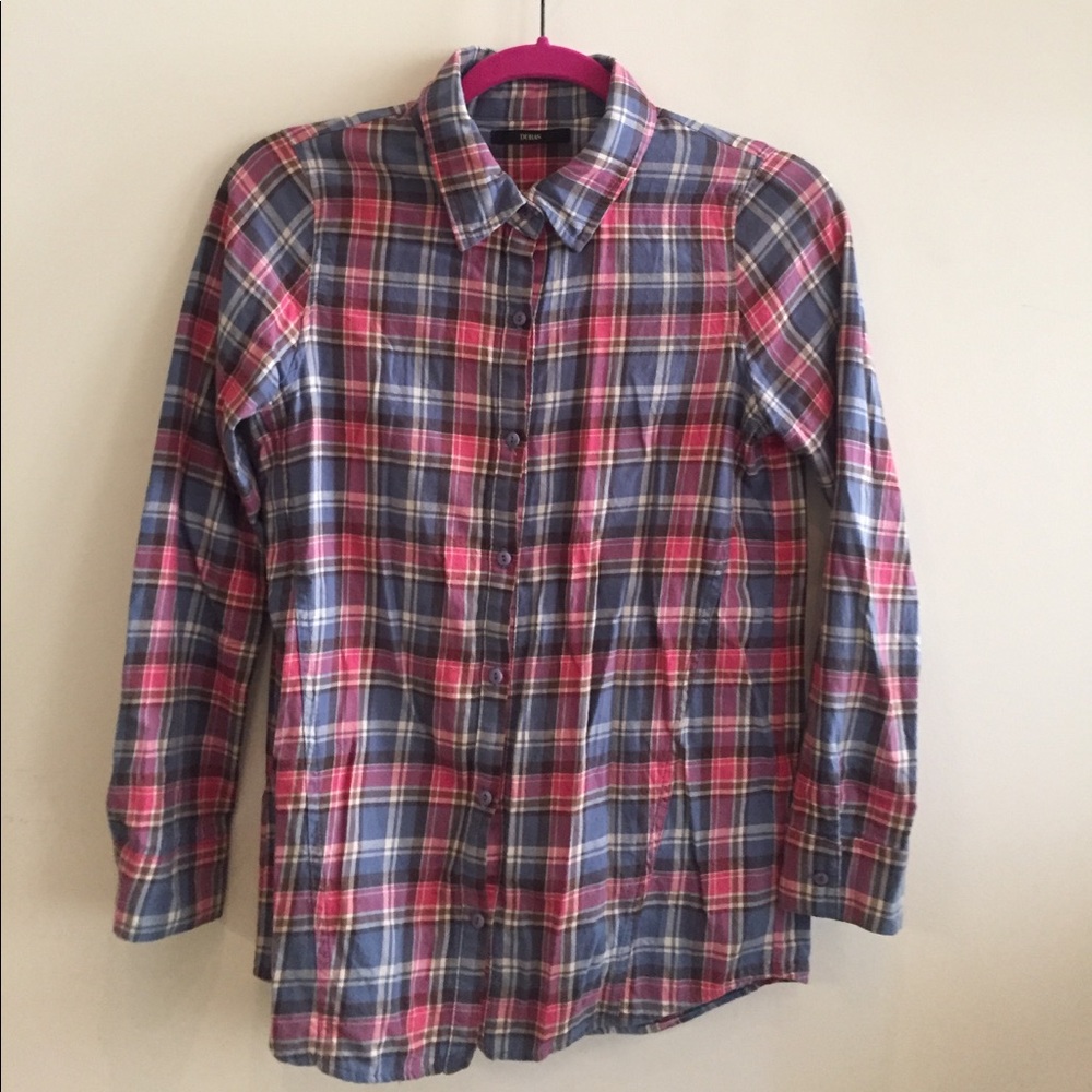 Basic Flannel Collared Button Down Shirt