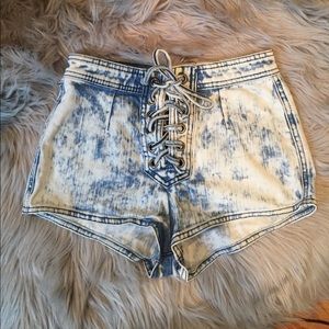 LF Carmar Denim acid wash denim shorts