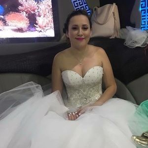 White beautiful Cinderella wedding dress