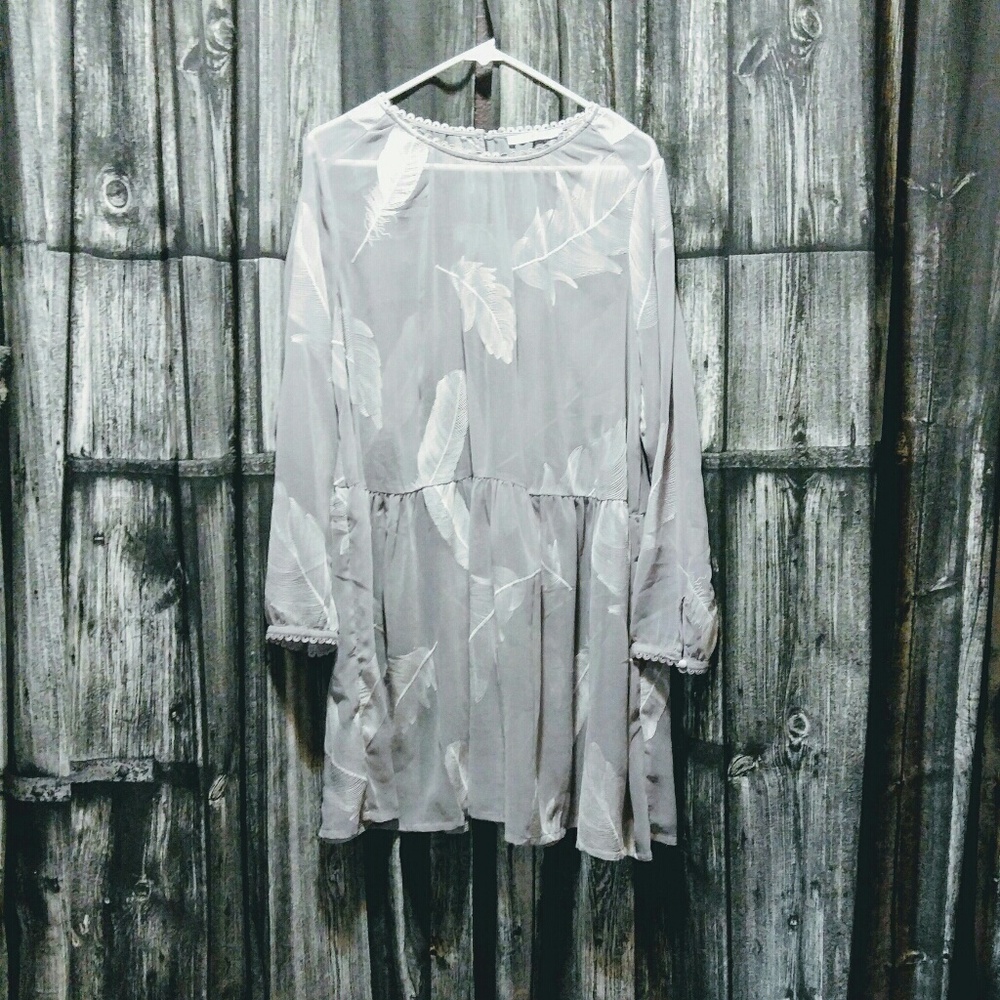 Embroidered Feather Sheer Dress