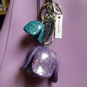 COACH Tea Rose Glitter Resin Bag Charm / Fob NWT
