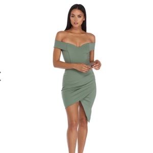 Olive Green Off the Shoulders Bodycon Dress