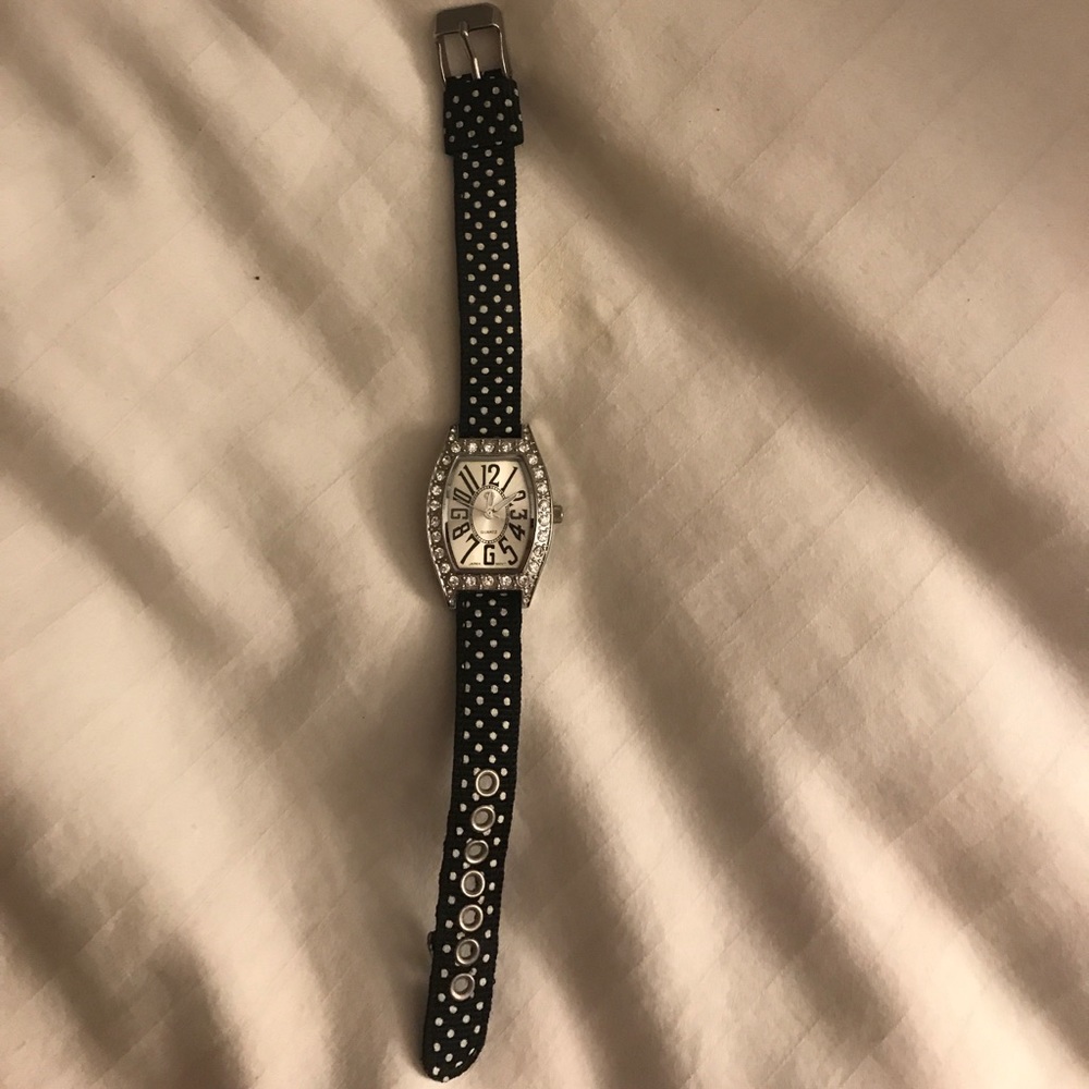 Ribbon watch with rhinestones