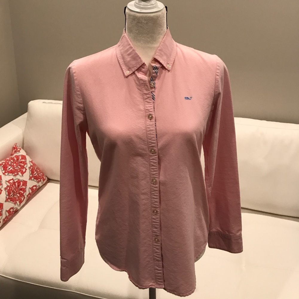 Vineyard Vines Pink Oxford shirt blue whale size 4
