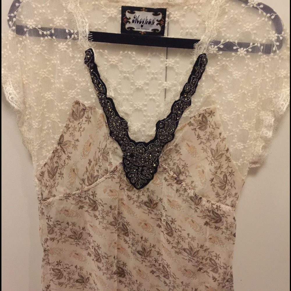 Vintage inspired embellished blouse